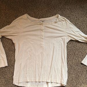 Woolrich Cream Long Sleeve Henley Tee